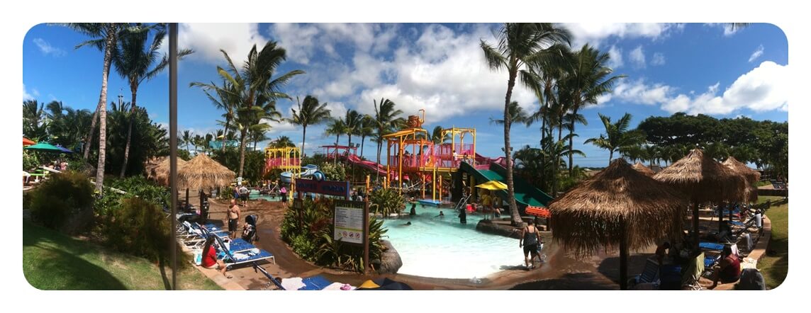하와이 오아후섬의 워터파크 Wet&rsquo;n&rsquo;Wild Hawaii water park 전경을 찍은 사진