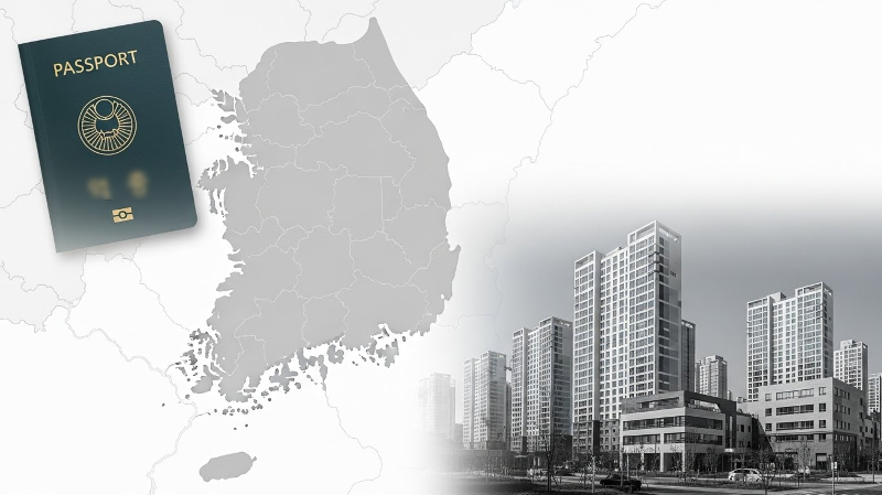 한국 지도와 아파트 사진