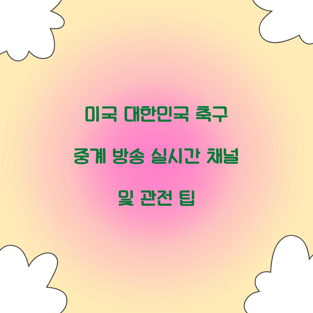 미국 대한민국 축구 중계 방송