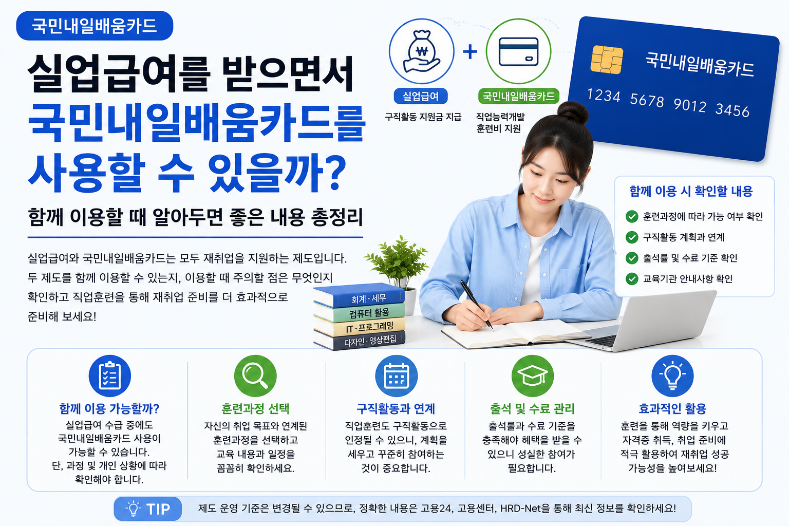 실업급여를 받으면서 국민내일배움카드를 사용할 수 있을까? 함께 이용할 때 알아두면 좋은 내용 총정리