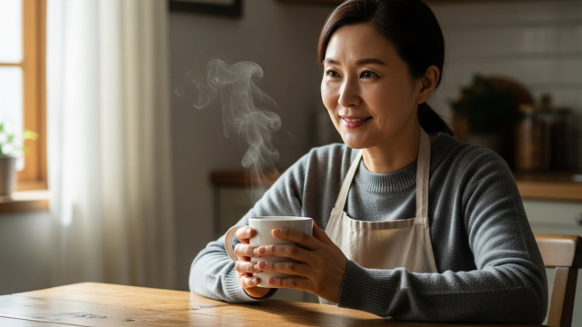 차가버섯 차 마시는 50대