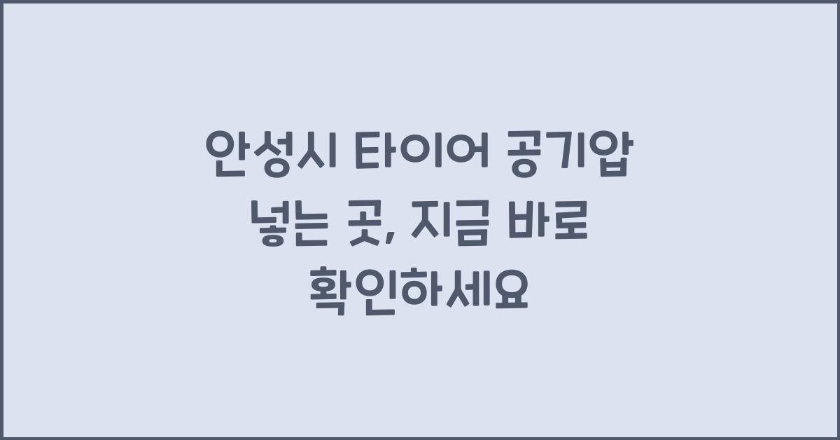 안성시 타이어 공기압 넣는 곳