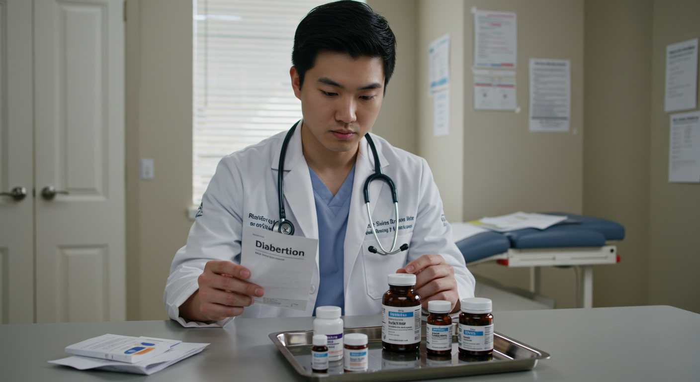처방약과 건강보조제를 비교하는 의사의 모습