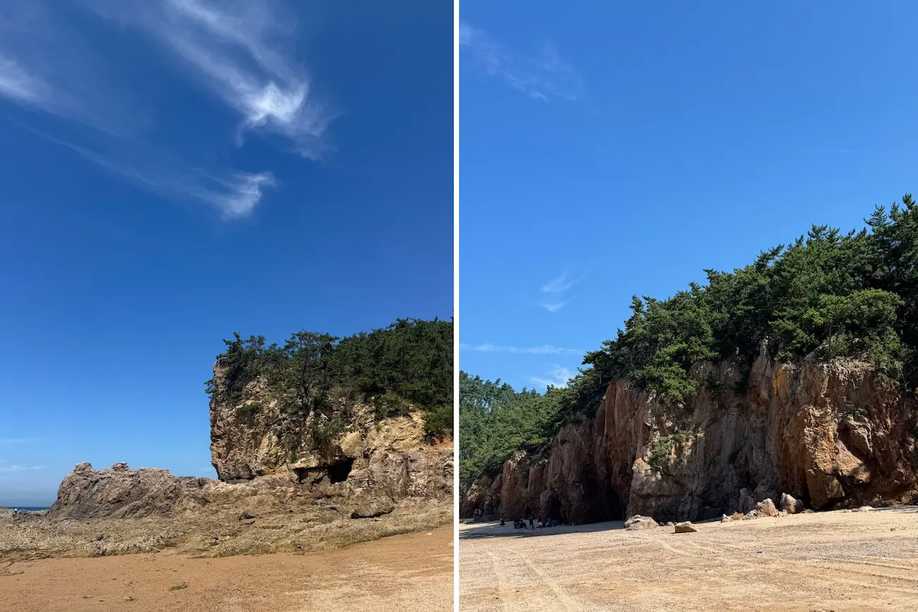 파도리 해수욕장 앞 해식동굴 가는길