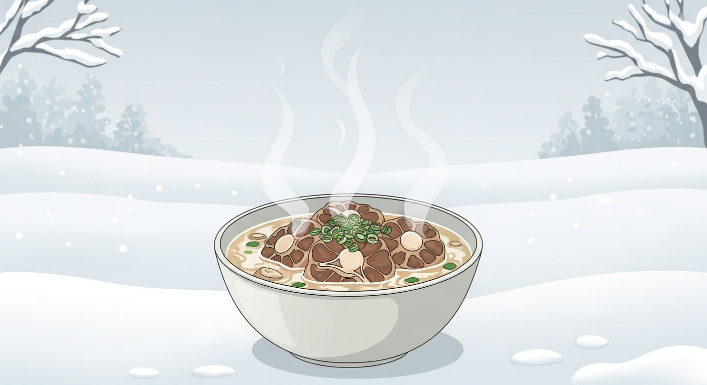 추운 날씨 속 보양식 (꼬리곰탕, 영양, 겨울철)