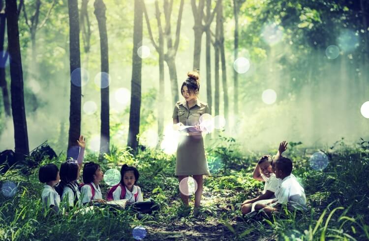 숲에서-교육하고있는-선생님