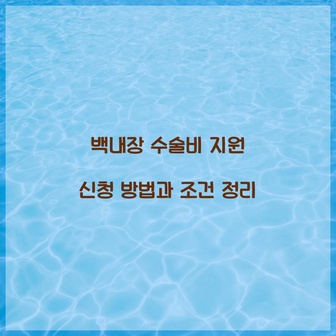 백내장 수술비 지원 신청