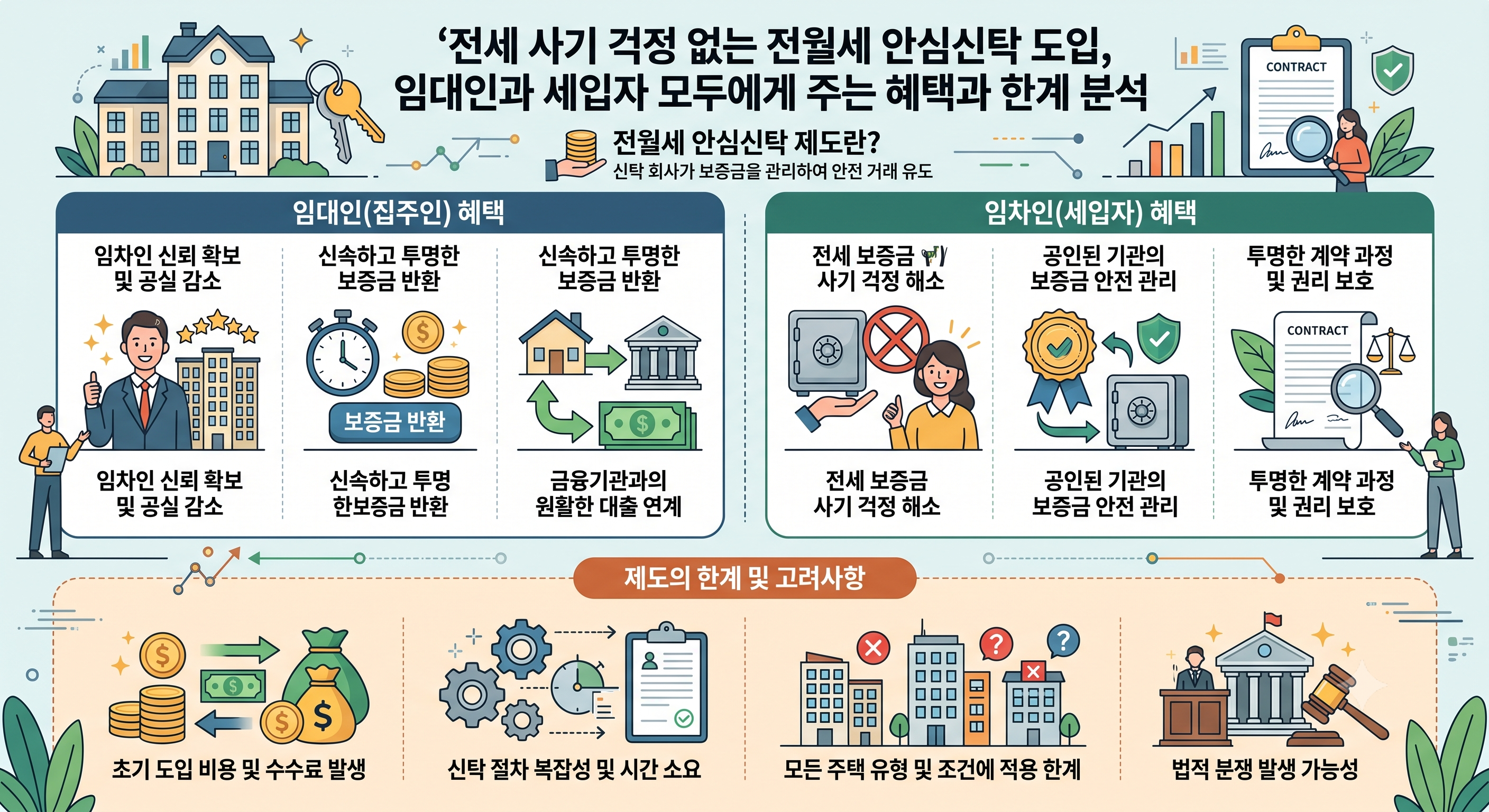 전세 사기 걱정 없는 전월세 안심신탁 도입, 임대인과 세입자 모두에게 주는 혜택과 한계 분석