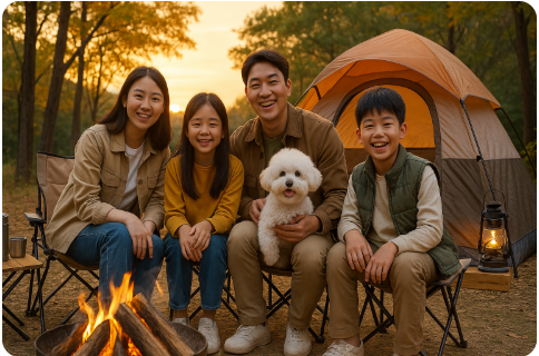 가족 캠핑 사진