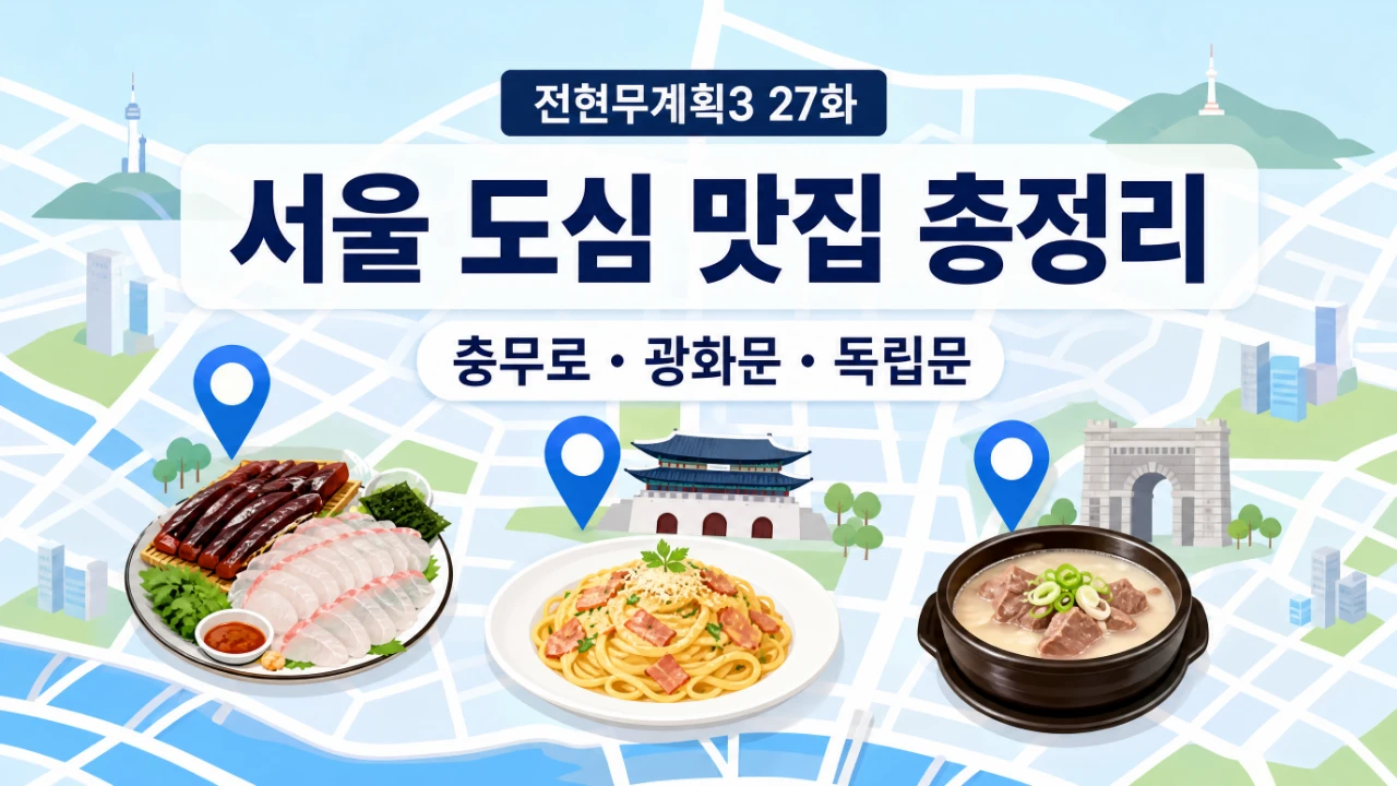 전현무계획3 27화에 나온 충무로 영덕회식당, 광화문 스파게티가있는풍경, 독립문 대성집을 정리한 서울 도심 맛집 대표이미지