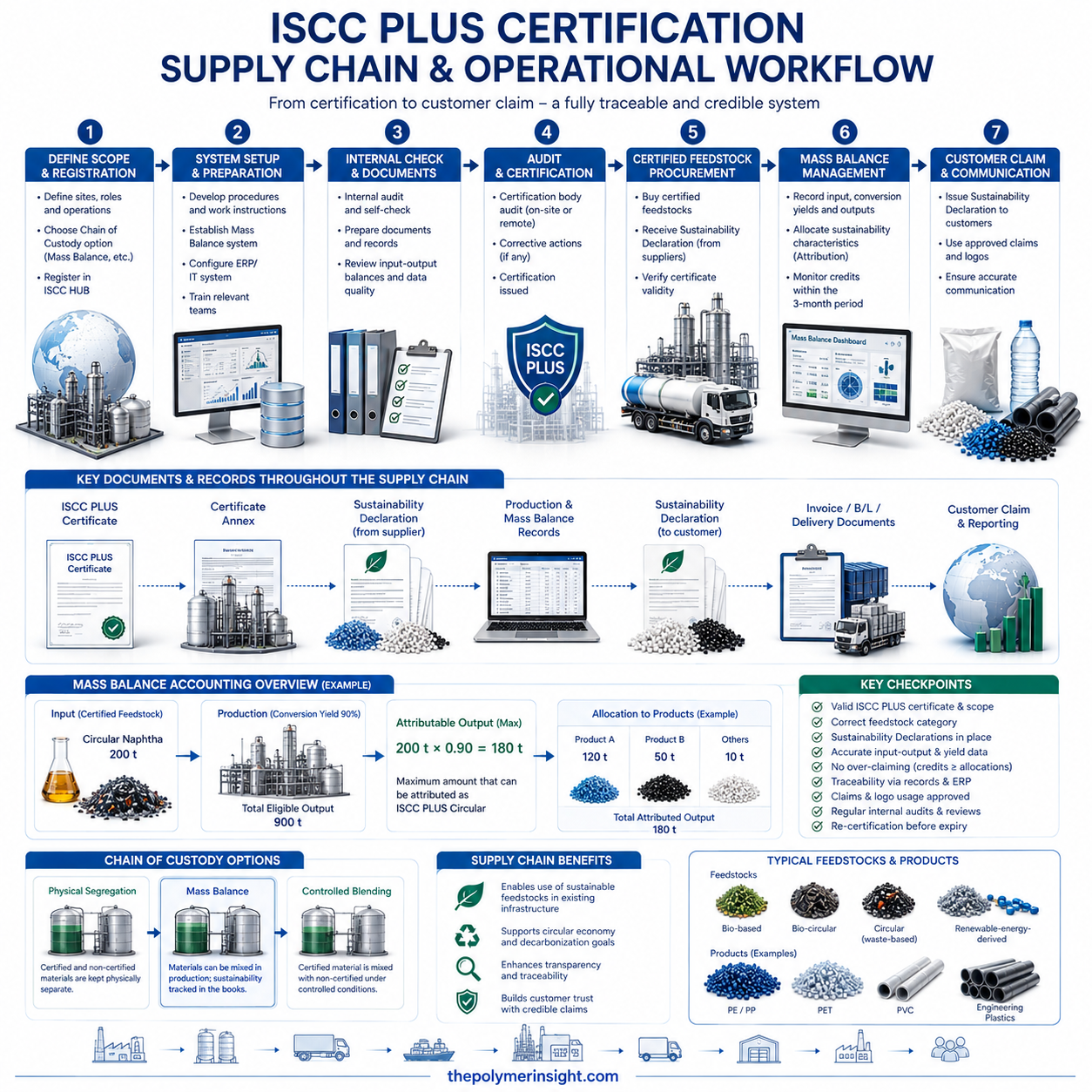 ISCC PLUS 인증 신청부터 Sustainability Declaration, Mass Balance 관리와 고객 Claim까지의 공급망 대응절차
