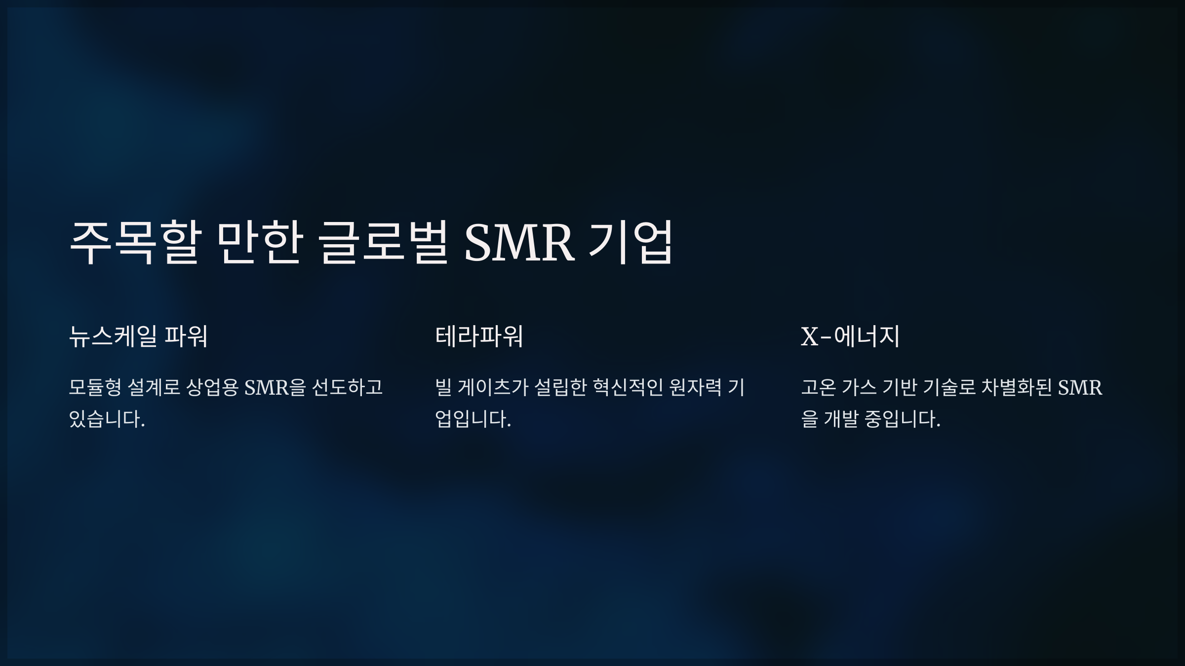 주목할 만한 글로벌 SMR 기업