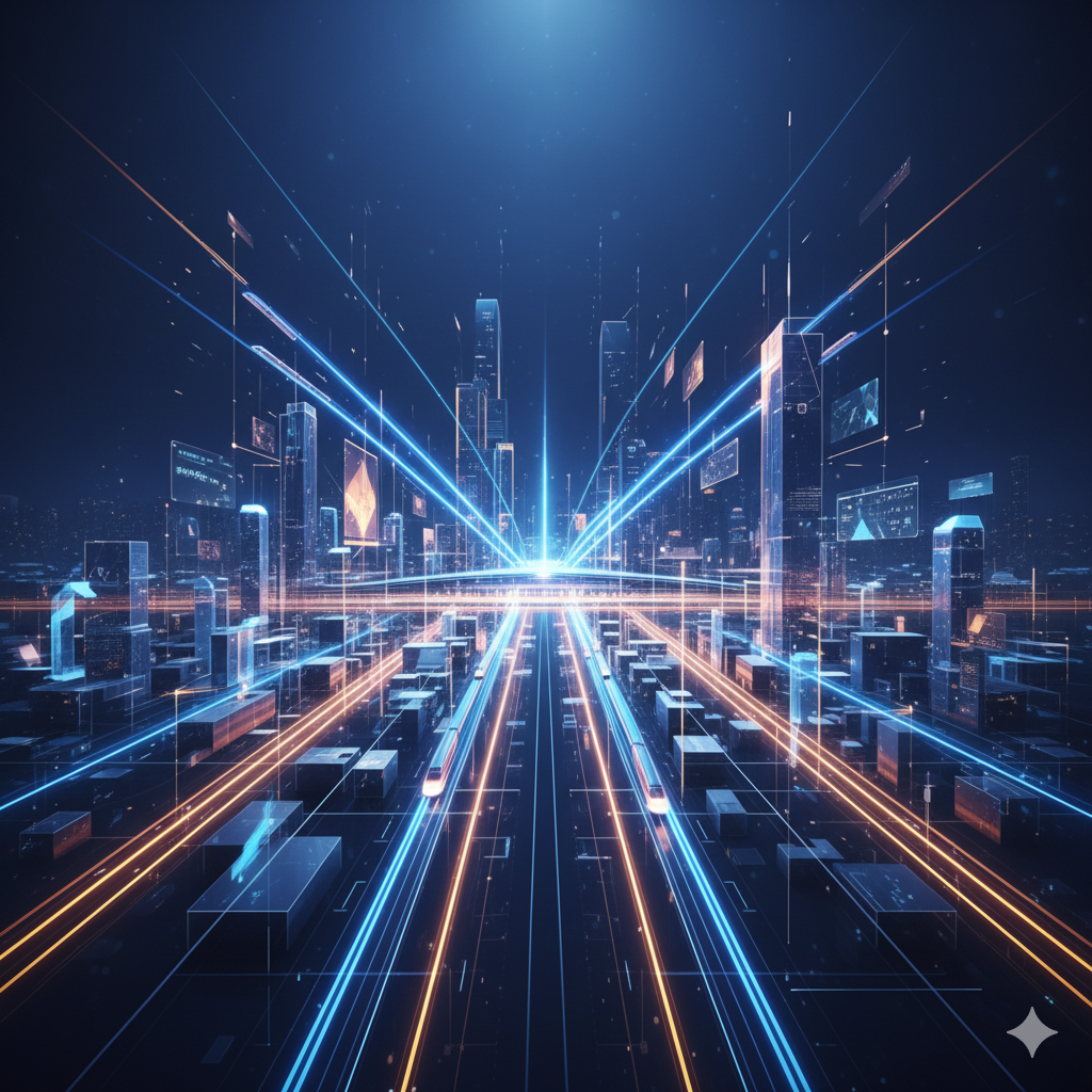 KTX 역세권 개발의 성공을 상징하는 추상적 또는 비유적인 이미지