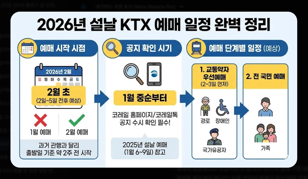 2026년 설날 KTX 예매 일정 및 팁 총정리