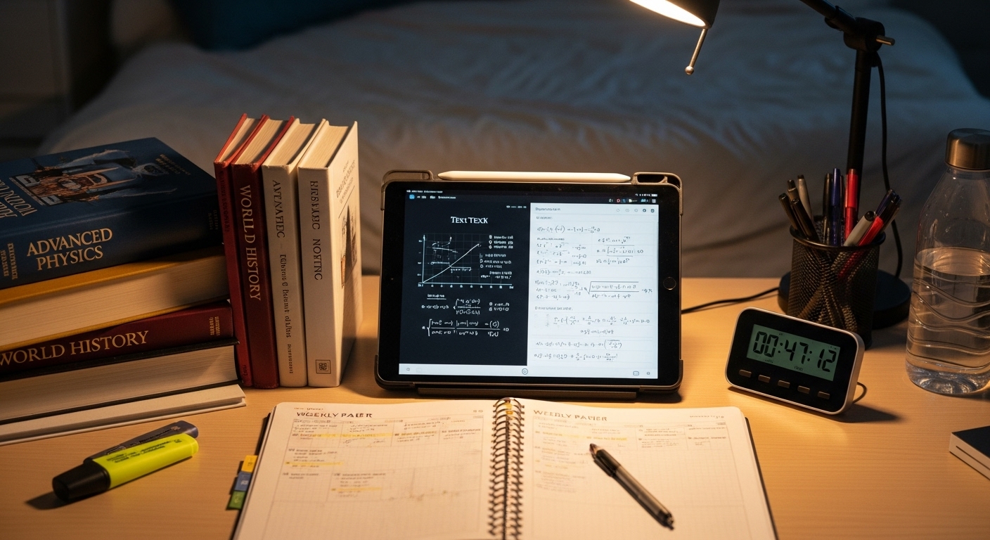 2026년 고등학생의 효율적인 학습을 위한 책상 위 준비물 이미지