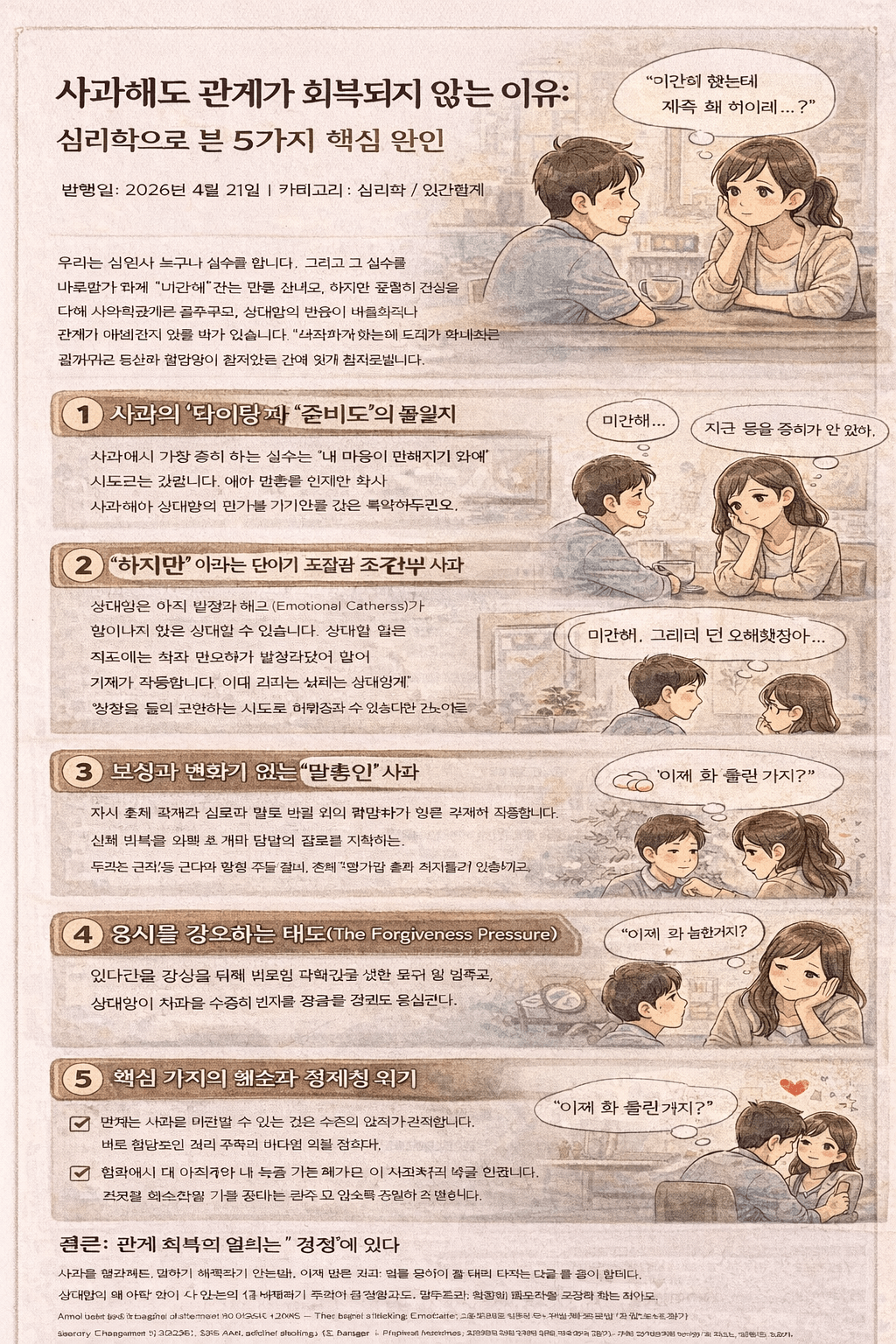 사과했는데도 관계가 안 풀리는 이유: 심리학이 밝힌 5가지 결정적 원인