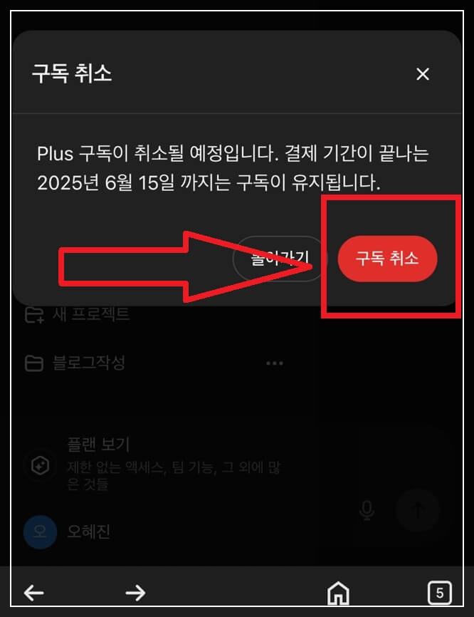챗GPT 구독취소