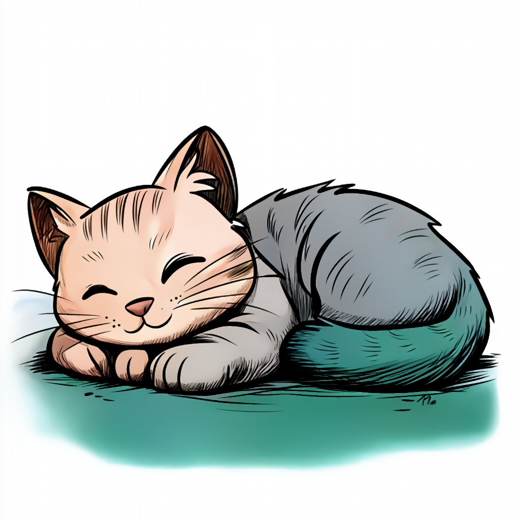 졸린 고양이 채색