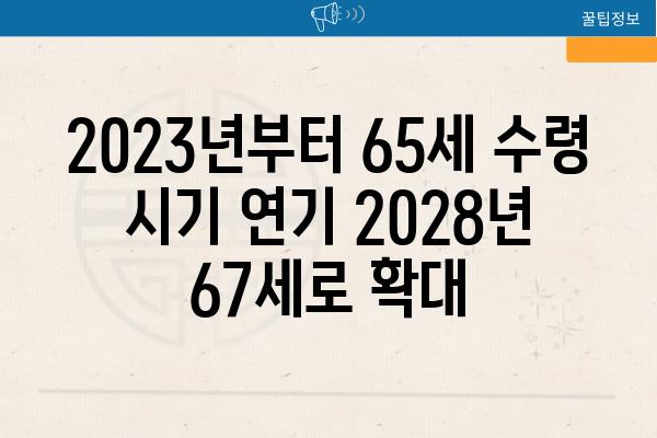 2023년부터 65세 수령 시기 연기 2028년 67세로 확대