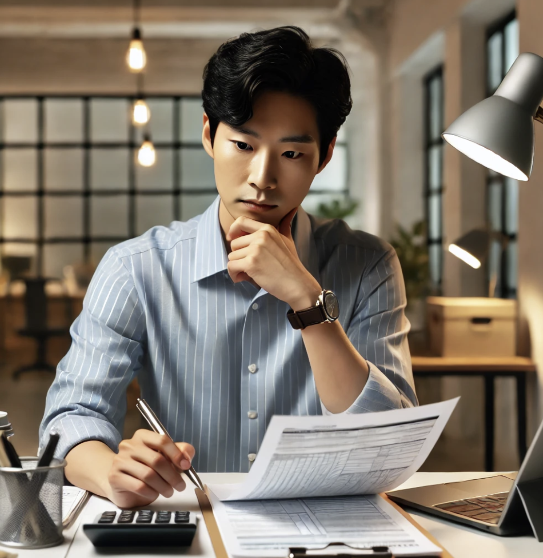 프리랜서의 세금 정산 검토하는 장면