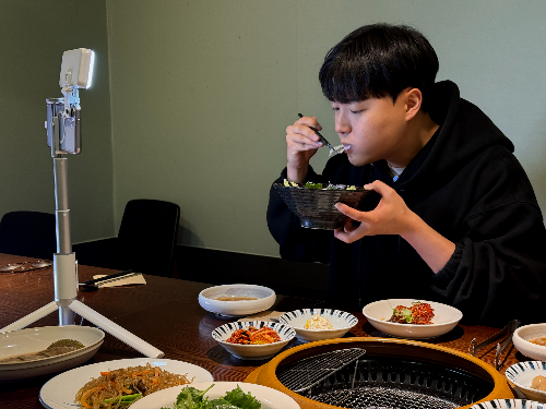 야외 식당촬영 삼각대 세팅법