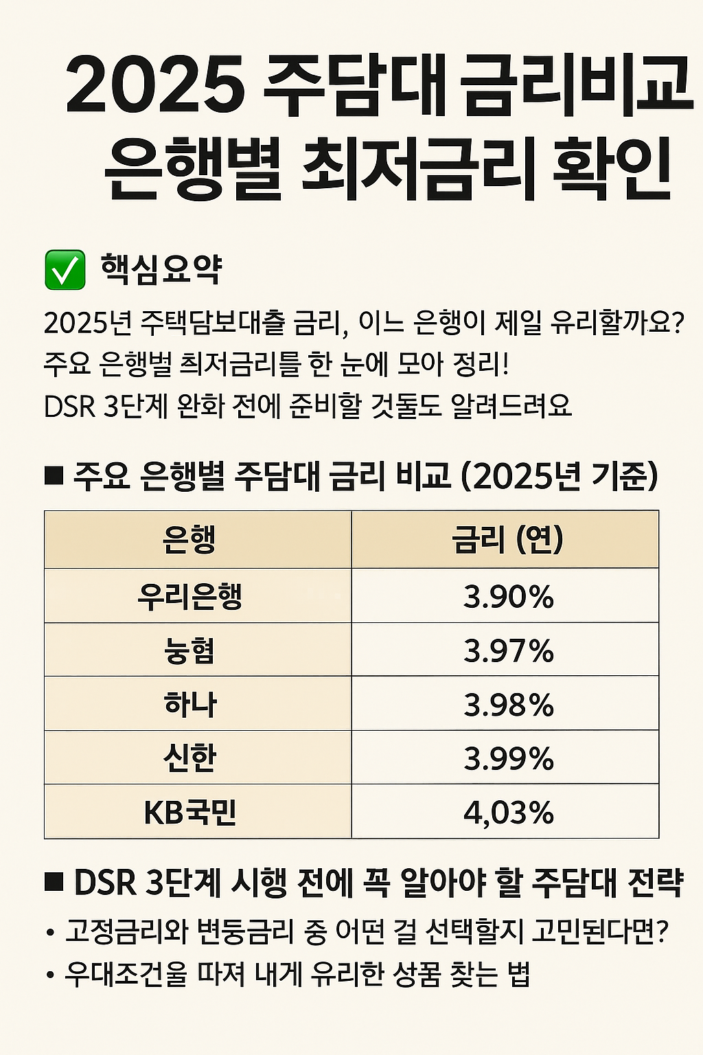 2025 주담대 금리 비교