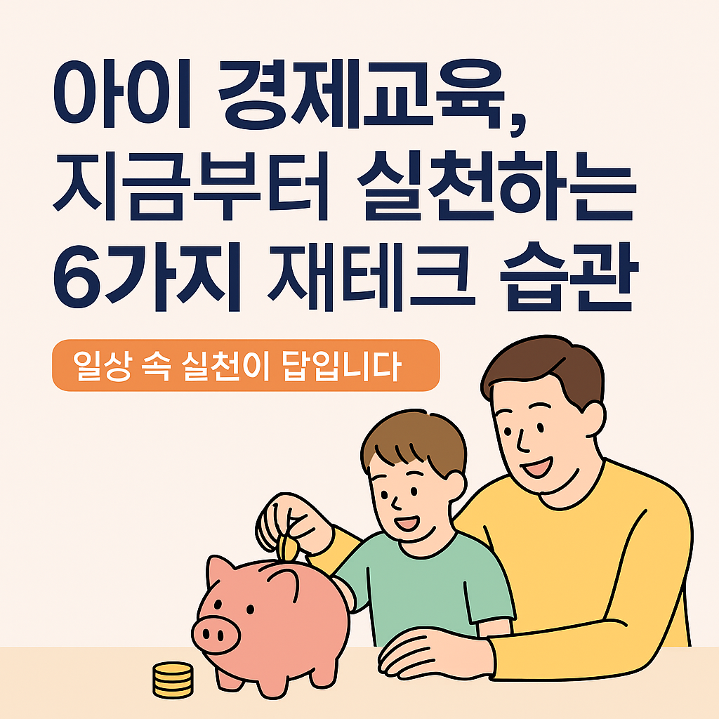 아이경제교육,지금부터 실천하는 6가지 재테크 습관 일러스트