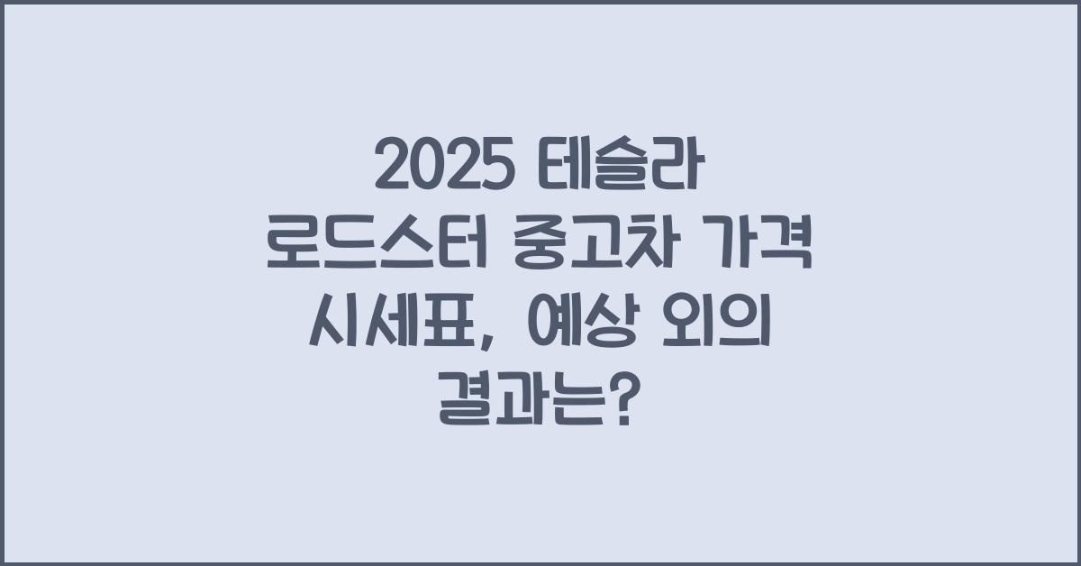 2025 테슬라 로드스터 중고차 가격 시세표