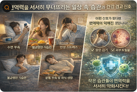 면역력을 무너뜨리는 습관에 대한 사진