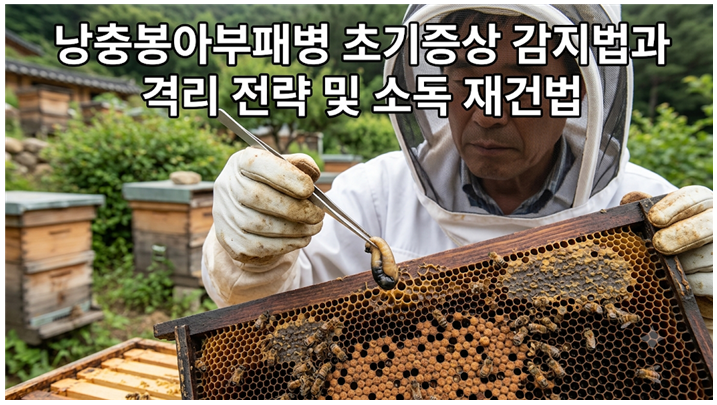 낭충봉아부패병 초기증상 감지법과 격리 전략 및 소독 재건법 설명하는 사진