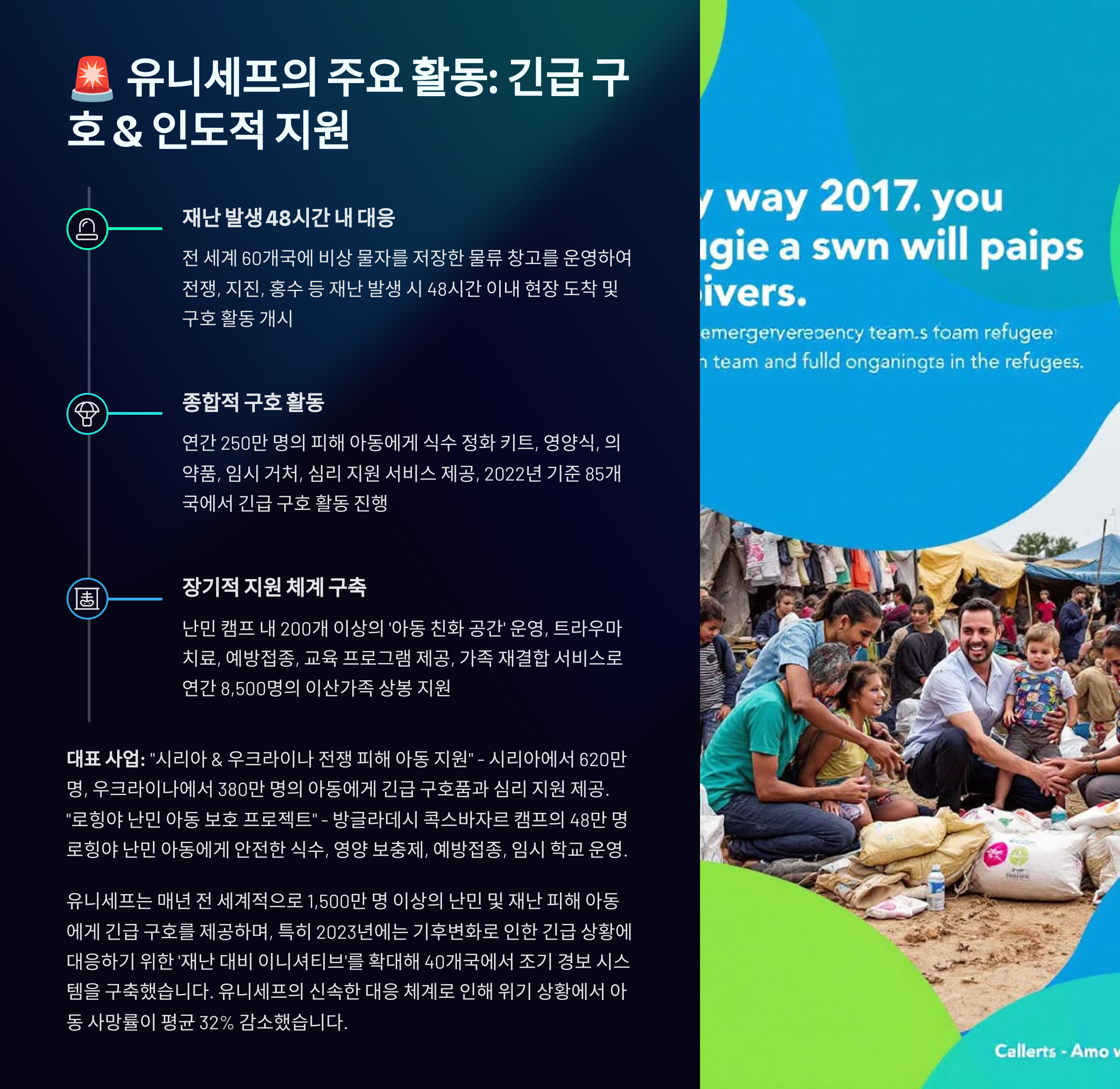 유니셰프의 긴급구호 활동