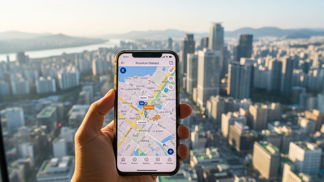 상급지 이동을 위해 부동산 정책과 매물을 실시간으로 확인하는 1인칭 시점