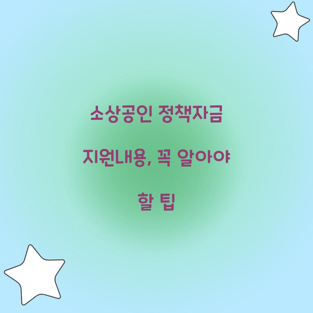 소상공인 정책자금 지원내용