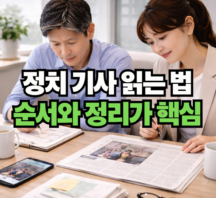 정치 기사를 살펴보는 시민