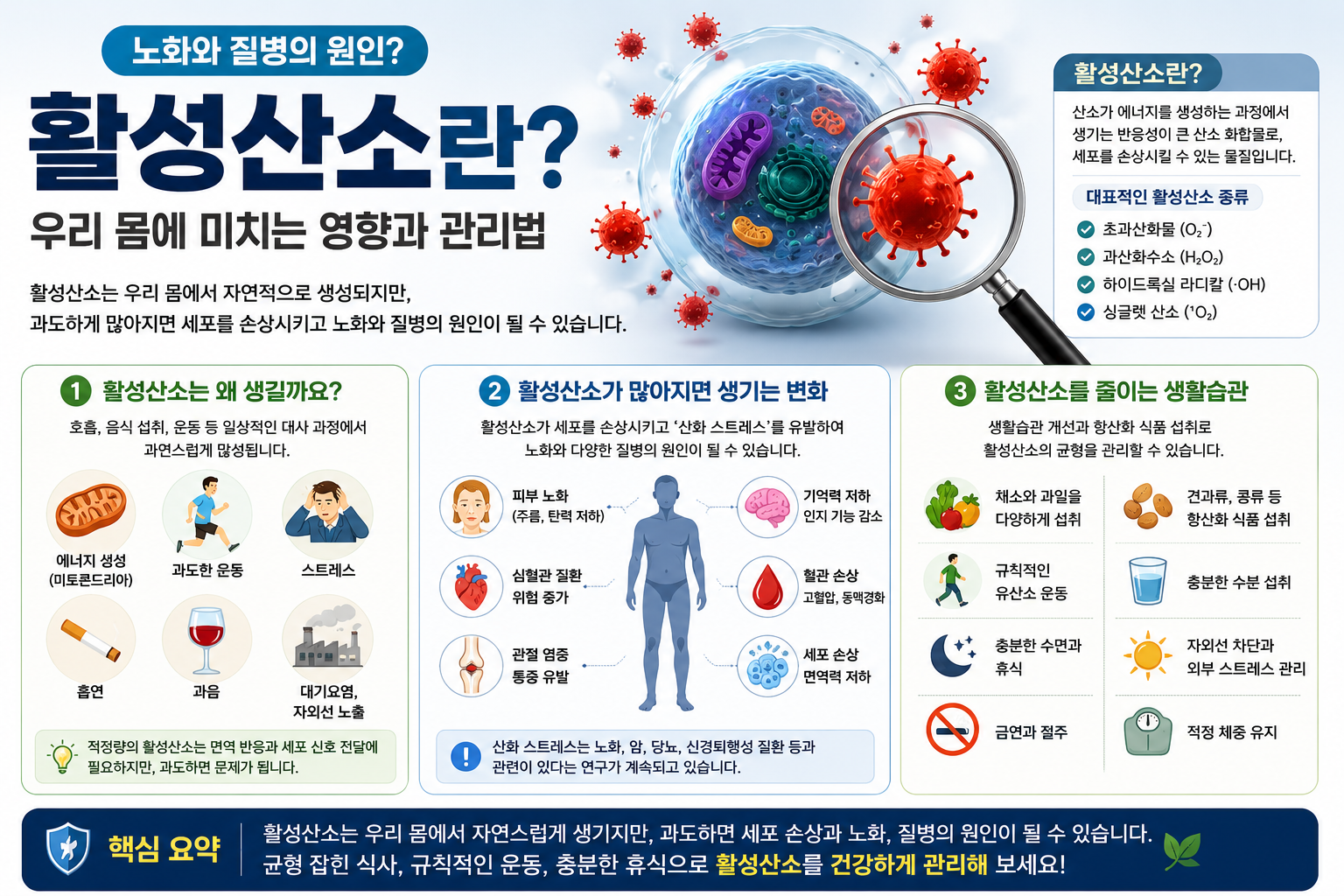 활성산소란? 우리 몸에 미치는 영향과 관리법