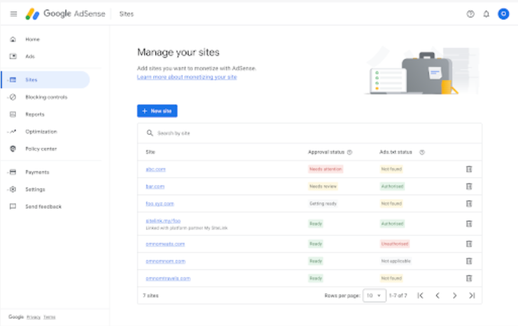 변경되는 사이트 탭 예시