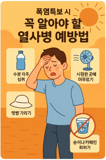 폭염 특보 시 에방법 에시의 이미지