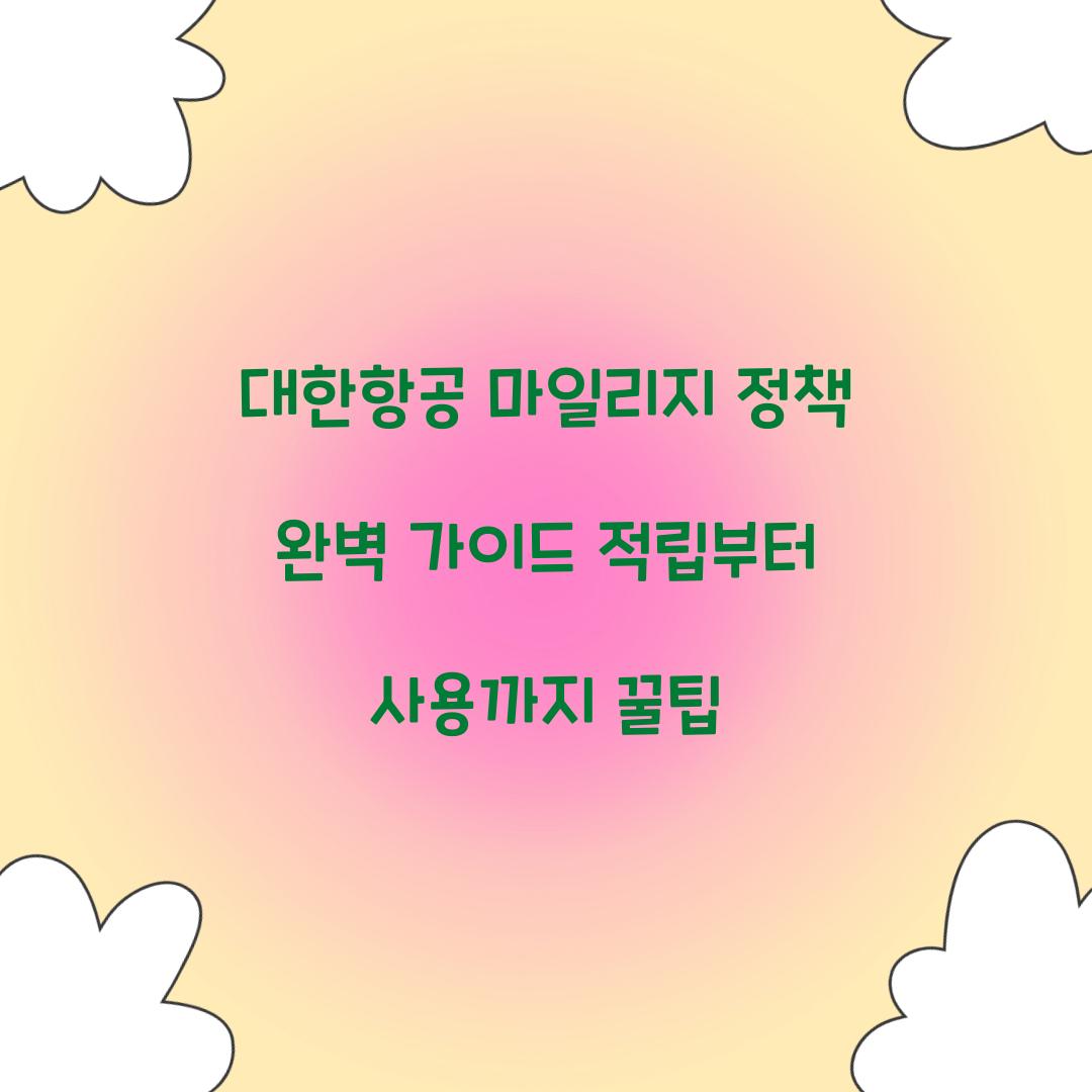 대한항공 마일리지 정책