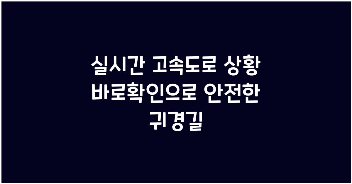 실시간 고속도로 상황 바로확인