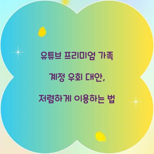 유튜브 프리미엄 가족 계정 우회 대안