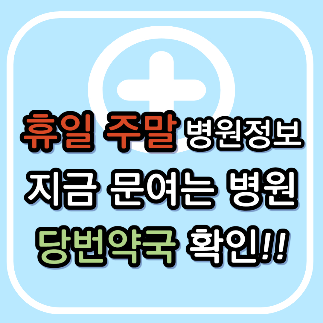 토요일 일요일 공휴일 진료 안과, 영업약국, 야간진료, 실시간 운영병원 바로확인!!