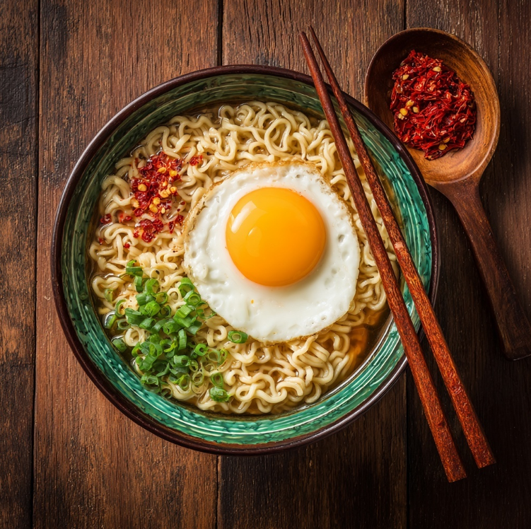 정갈하게 끓여진 라면 이미지