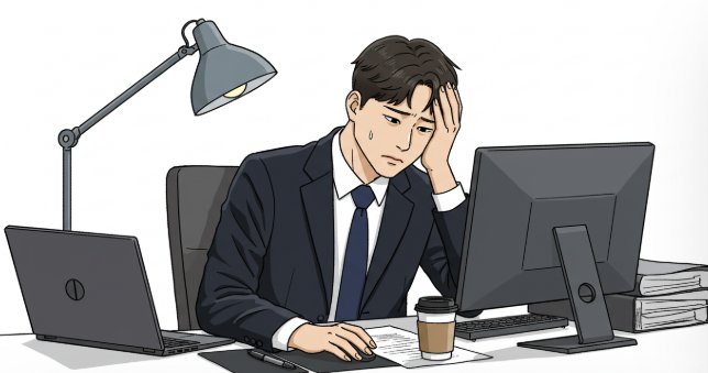 퇴직금 걱정하는 직장인 모습