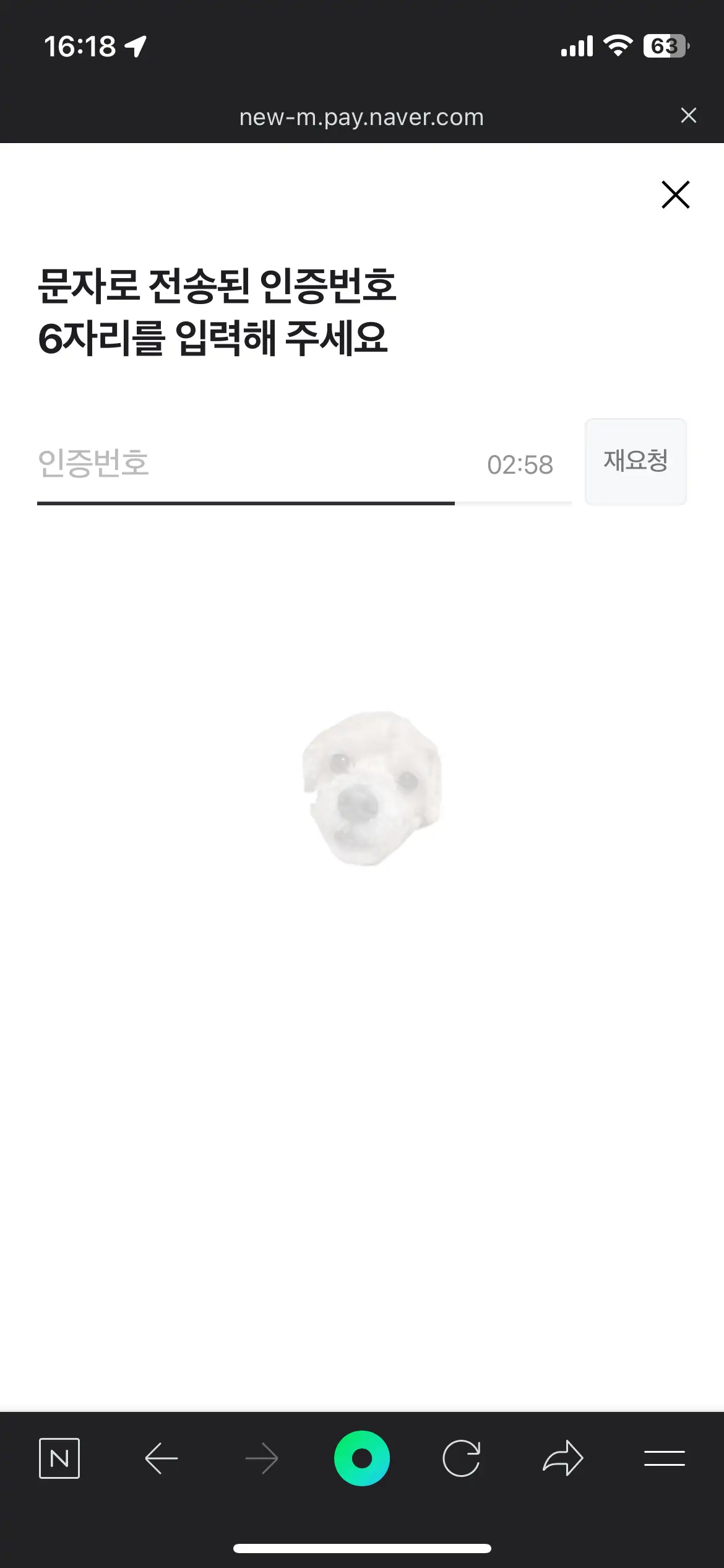 네이버 앱 대출조회를 위한 인증번호 입력