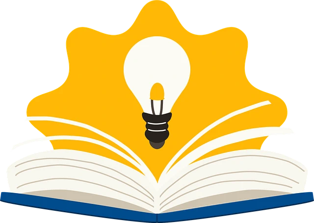 책과 전구가 있는 일러스트