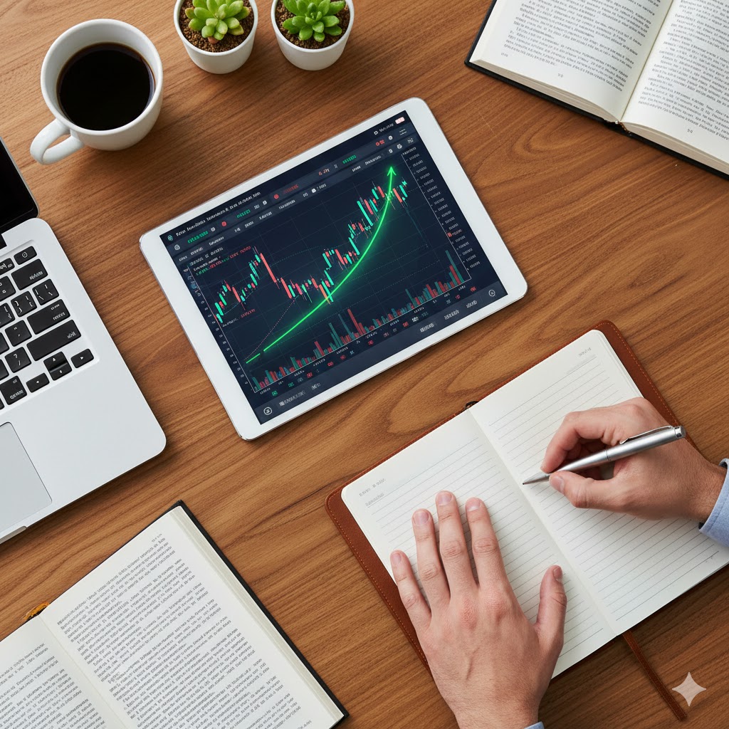 여러 기업들의 배당 수익률 표를 분석하는 전문가의 손길]