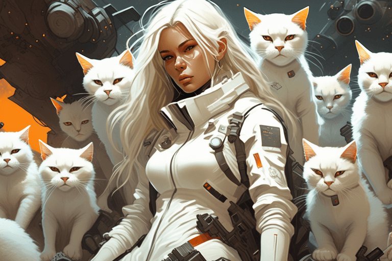 Playground AI로 생성한 그림(1) - 여전사와 고양이