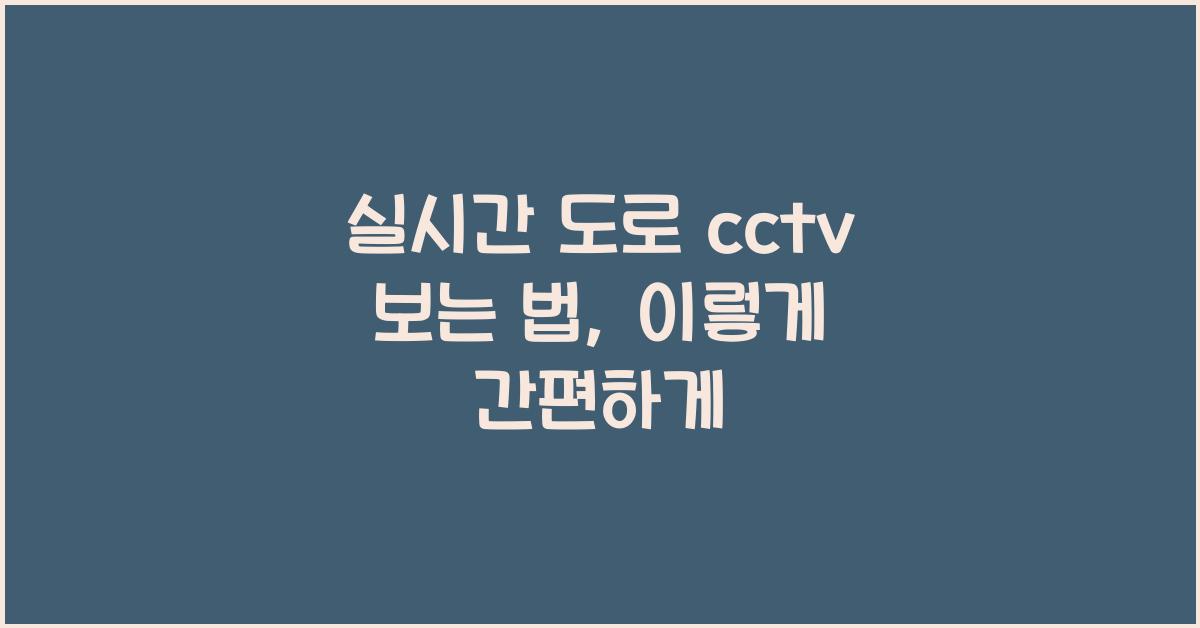 실시간 도로 cctv 보는 법