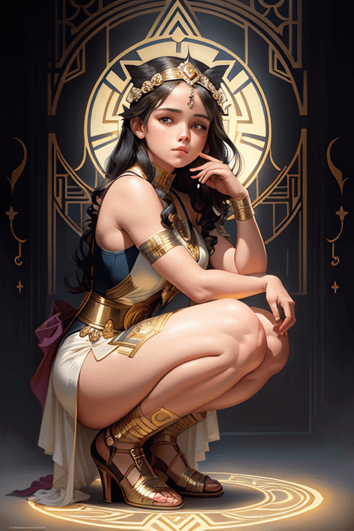 Playground AI로 생성한 그림(1) - 쪼그리고 앉은 소녀