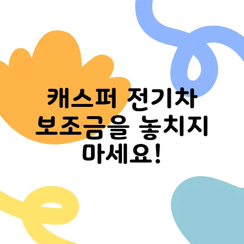 캐스퍼 전기차 보조금을 놓치지 마세요!